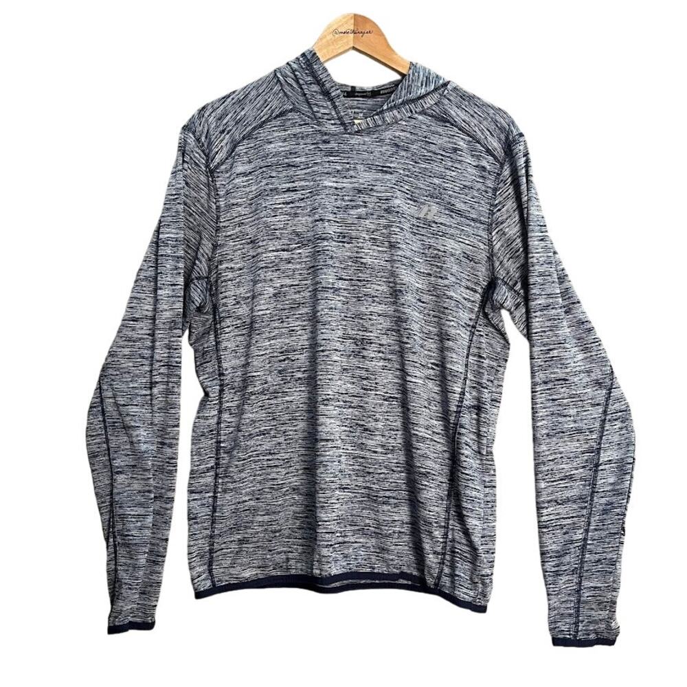 Russell Dri-Power 360 Heathered Navy Gray Hooded Long Sleeve Size Medium - Picture 1 of 11